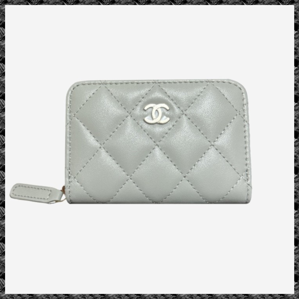VIP◆送料込み【CHANEL】クラシック ジッパー 財布 ライトグレー