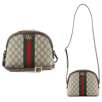 GUCCI Shoulder Bags Casual Style Canvas Street Style Leather Party Style