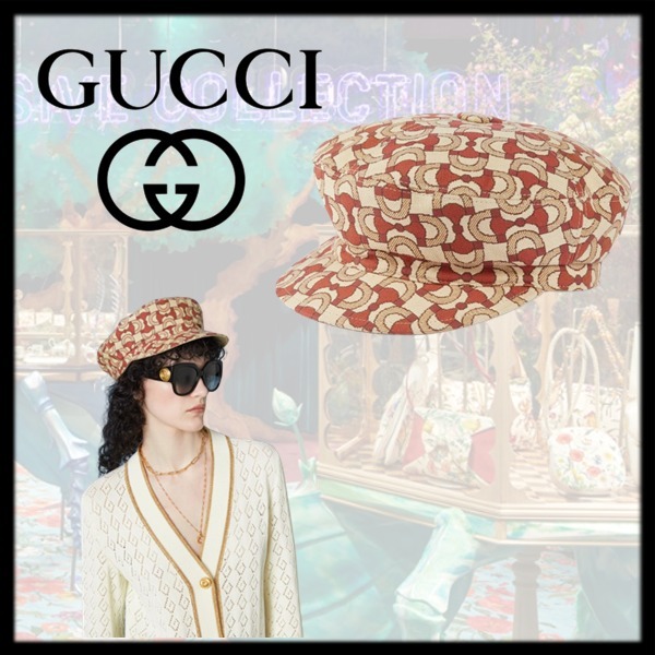 日本未入荷【GUCCI】リバーシブル コットン ジャカード ベレー帽
