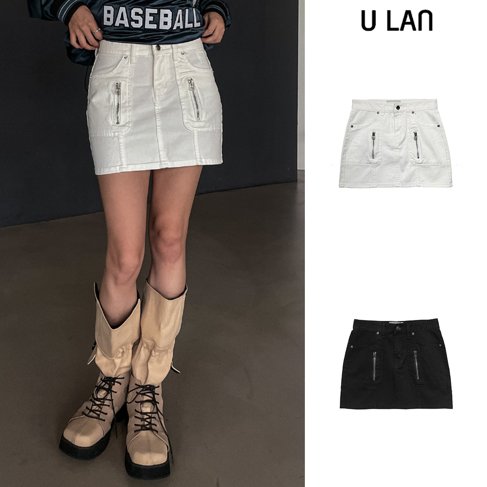 【U LAN】Bikele Zipper Mini Skirt
