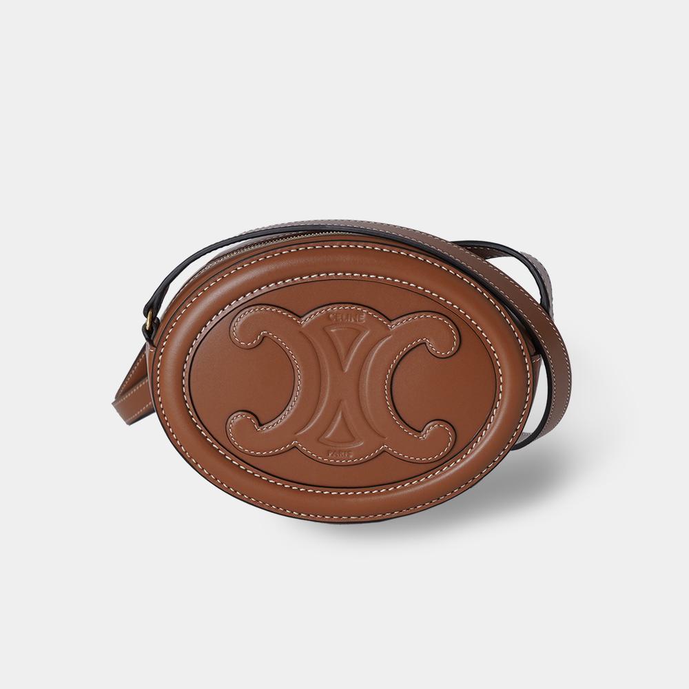 CELINE クロスボディ オーバルパース キュイル トリオンフ TAN