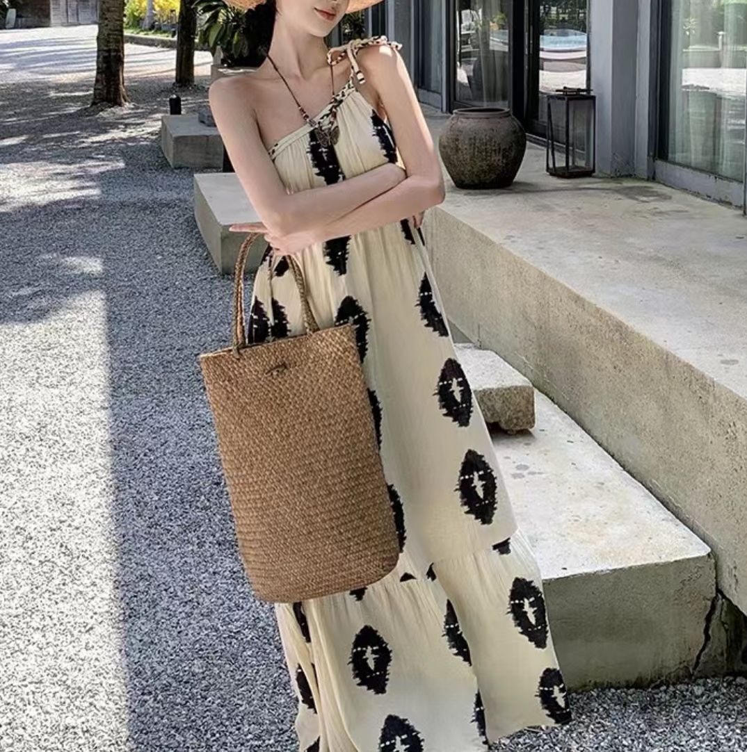 ロング リゾートワンピース ワンショルダー ゆったり オシャレ