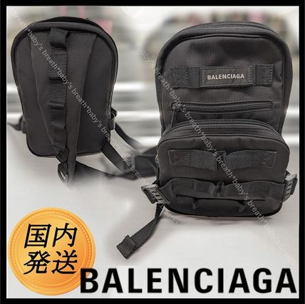 BALENCIAGA Backpacks Unisex Nylon Street Style Plain Bridal Logo Backpacks