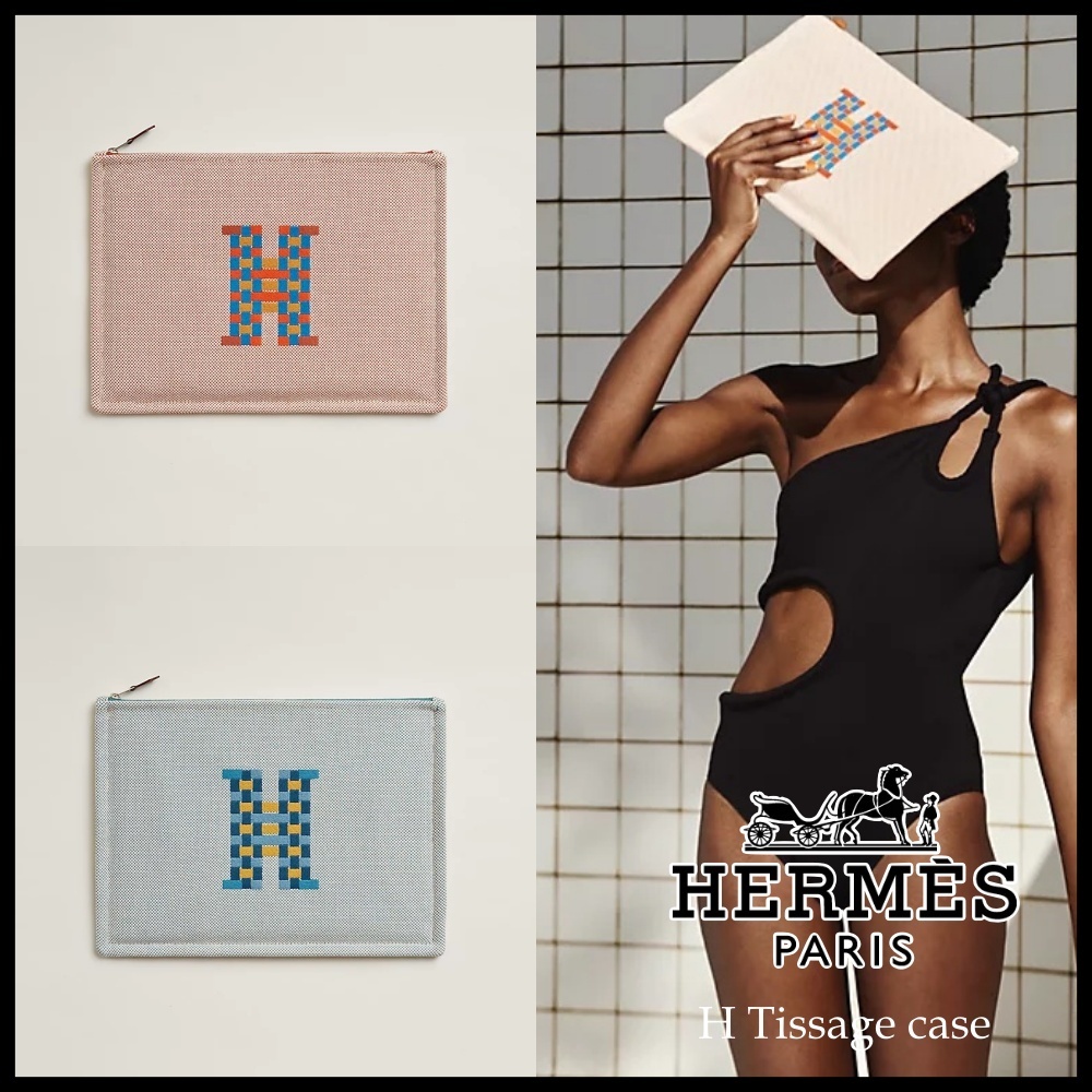 全3色★HermesタブレットケースHロゴ刺繍フラットケースiPad