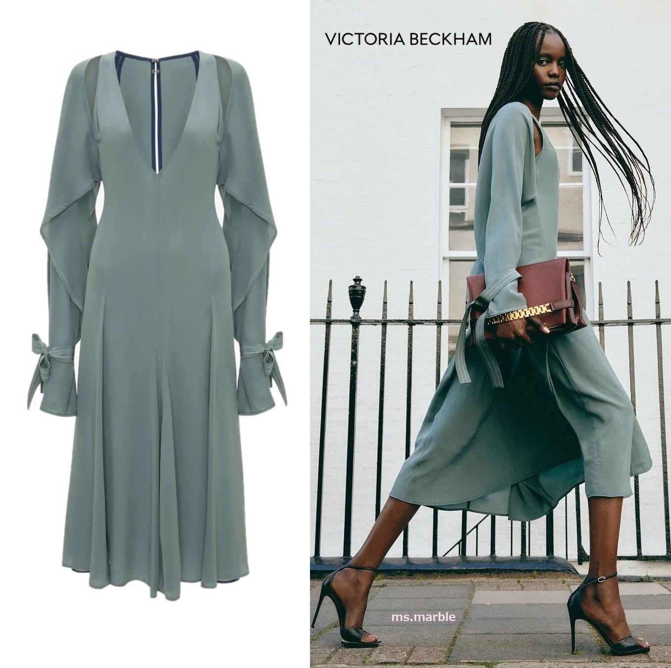 国内発| VICTORIA BECKHAM Trench カットアウト シルクドレス