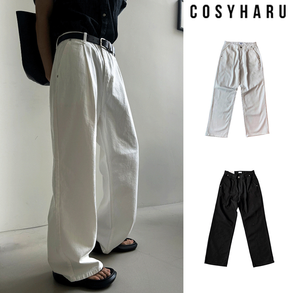 【COSYHARU】Black & White Cotton Pants