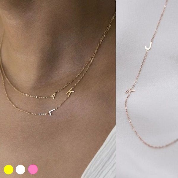 【E and E Project】14K Sideway 3イニシャルネックレス