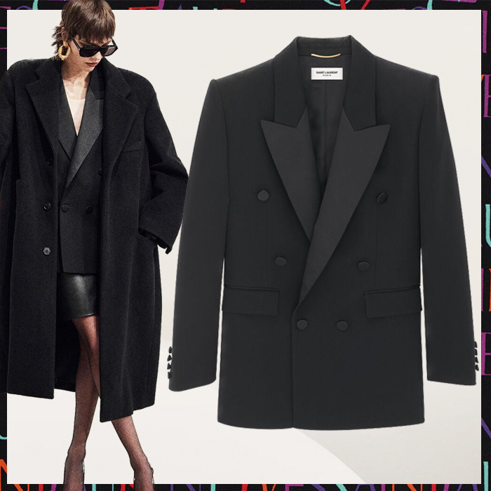 【SAINT LAURENT】ベルベット タキシード ジャケット SAINT LAURENT テーラードジャケット 黒 ベルベット