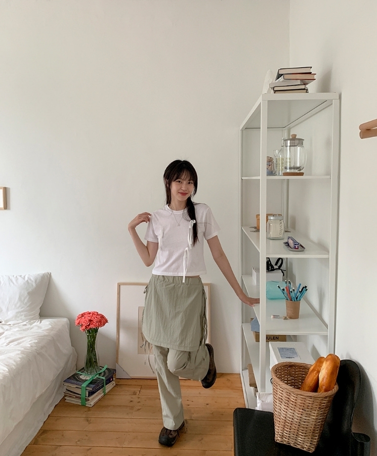 【BAON】Namove Ribbon Nylon Layered Skirt Pants BAON】Namove Ribbon Nylon Layered Skirt Pants (BAON/ボトムス