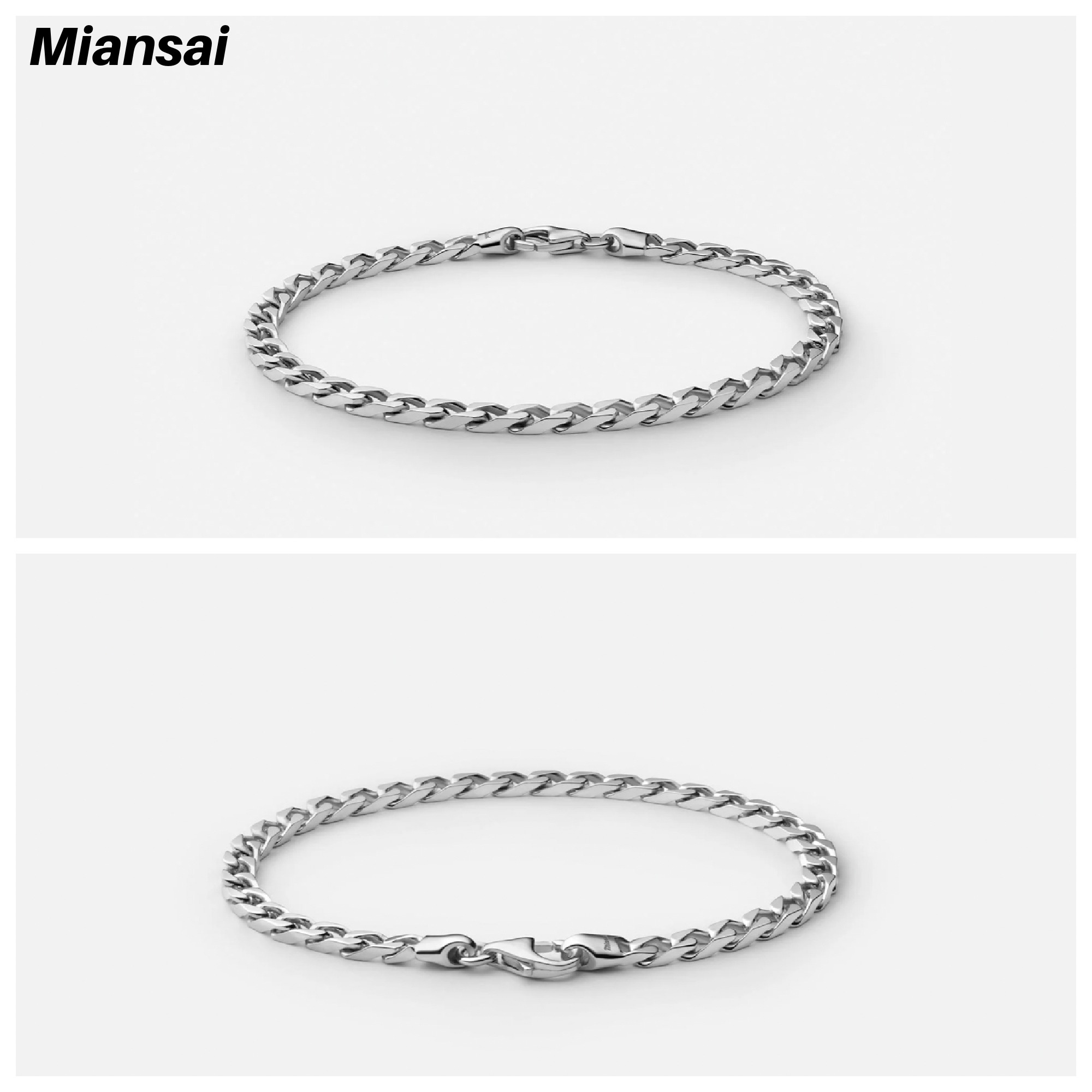 Miansai】4mm Cuban Chain Bracelet，Sterling Silver (MIANSAI