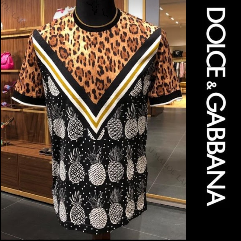DOLCE&GABBANA レオパード トロピカルデザイン Tシャツ