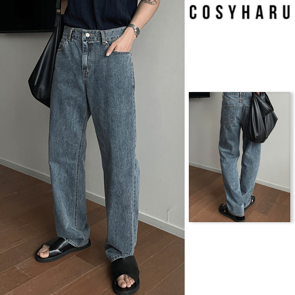 【COSYHARU】City Pop Straight Wide Denim