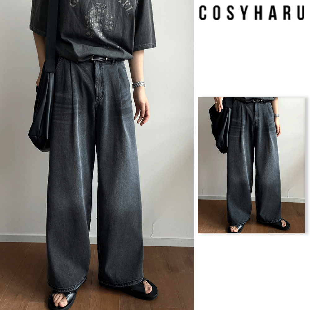 【COSYHARU】Pintuck Over Wide Denim