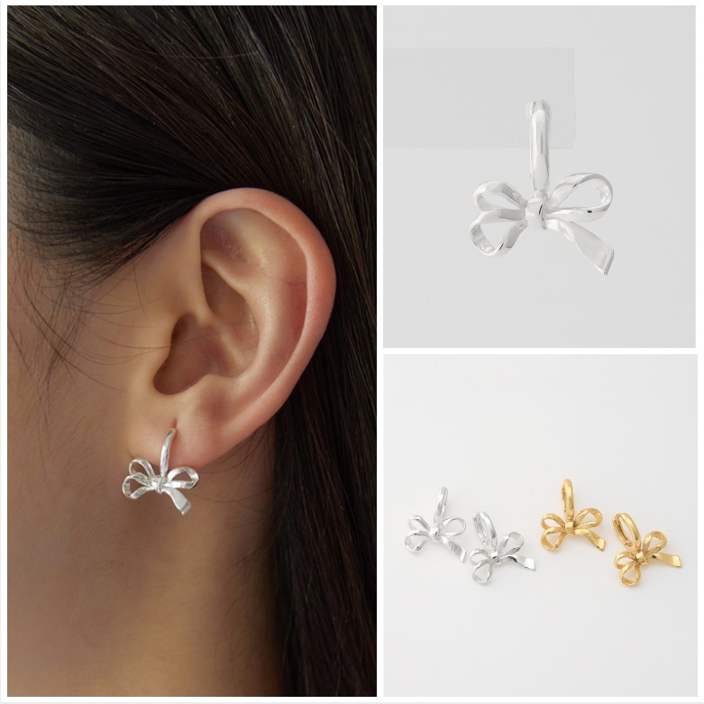 TATIANA☆[SILVER925] Sweet Ribbon Hoop Earring