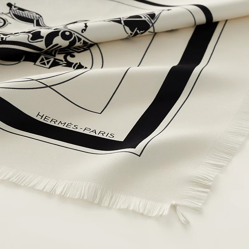 HERMES 最新作 上品スカーフ カレ 80 フリンジ frange Ex-Libris HERMES 最新作 上品スカーフ カレ 80 フリンジ frange Ex-Libris