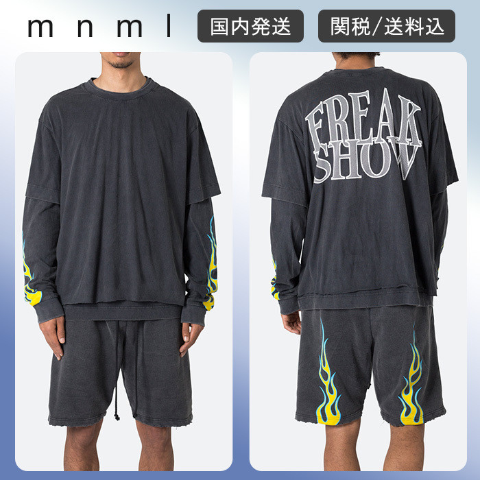 大人気！mnml★フレーム ダブル レイヤー L/S Tシャツ