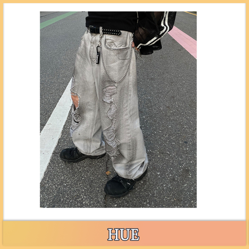 【HUECLOSET】ダーティーホワイトデストロイドデニム