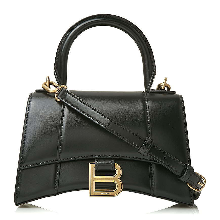 《BALENCIAGA》 592833 1QJ4M 1000 アワーグラス ハンドバッグXS