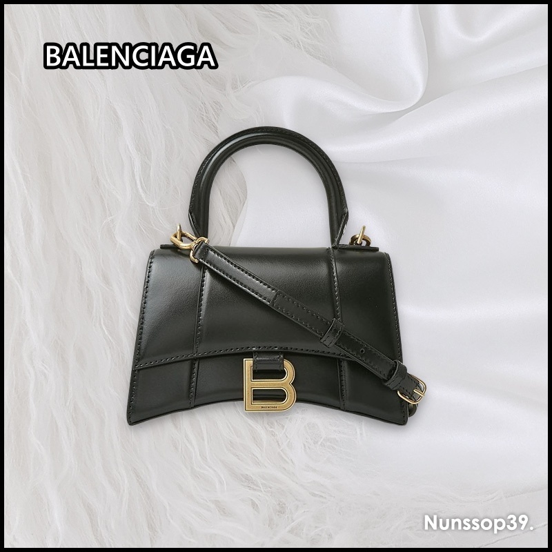 《BALENCIAGA》 592833 1QJ4M 1000 アワーグラス ハンドバッグXS