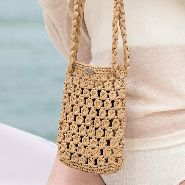 Slowslowly■Fruits Crochet Cell Phone Bag_Raffiaスマホバッグ