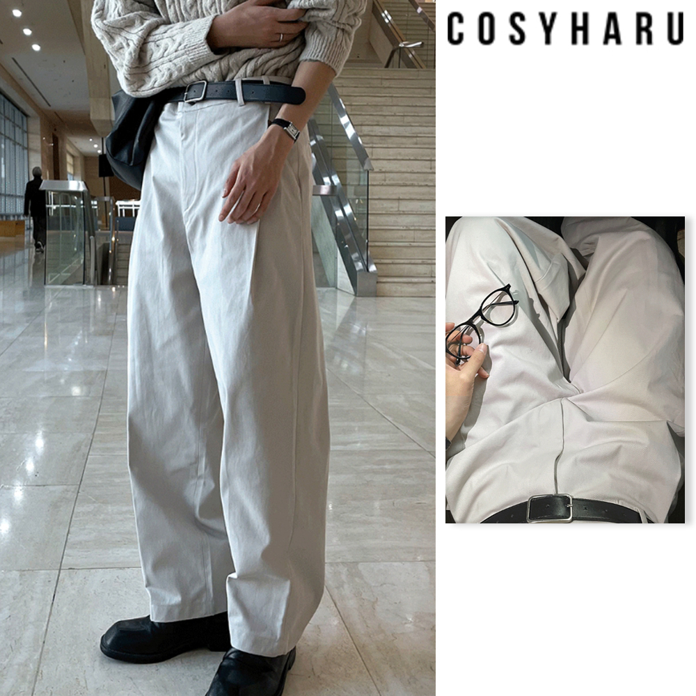 【COSYHARU】Side pintuck cotton pants