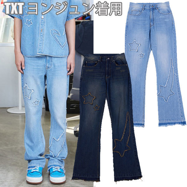 THE MUSEUM VISITOR STAR DAMAGED BOOTSCUT DENIM PANTS MY666 (THE