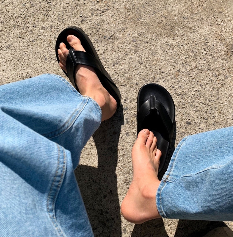 【COSYHARU】Sunday Summer Leather Flip Flops +4.5cm