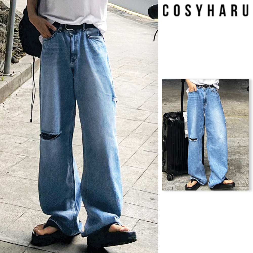 【COSYHARU】Ice cutting wide denim
