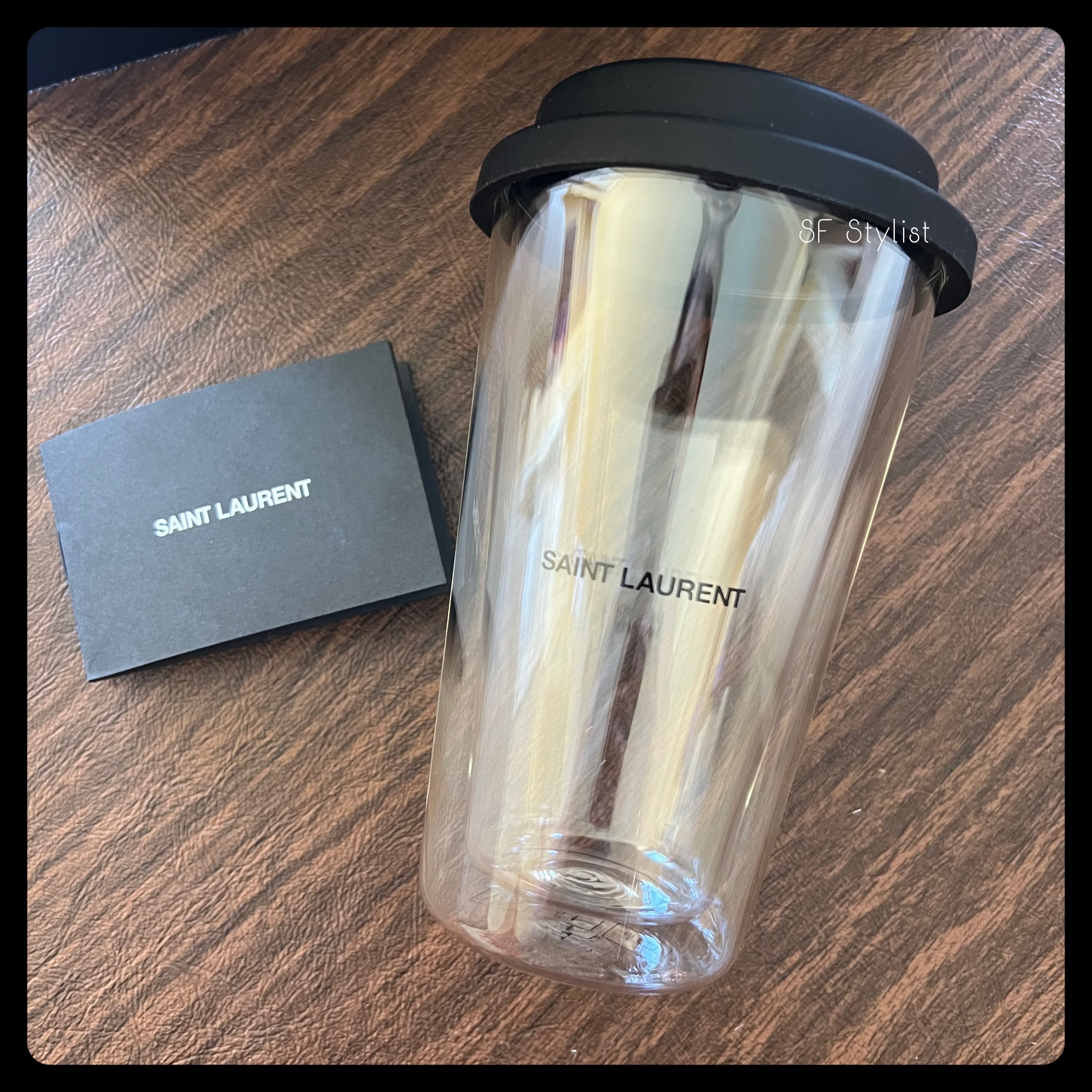 すぐ届く♪Saint Laurent☆上品YSLロゴ入りガラス製コーヒーマグ