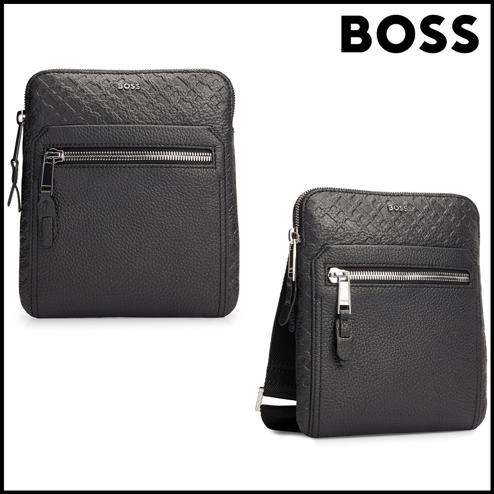 BOSS グレインレザー エンベロープバッグ エンボスモノグラム