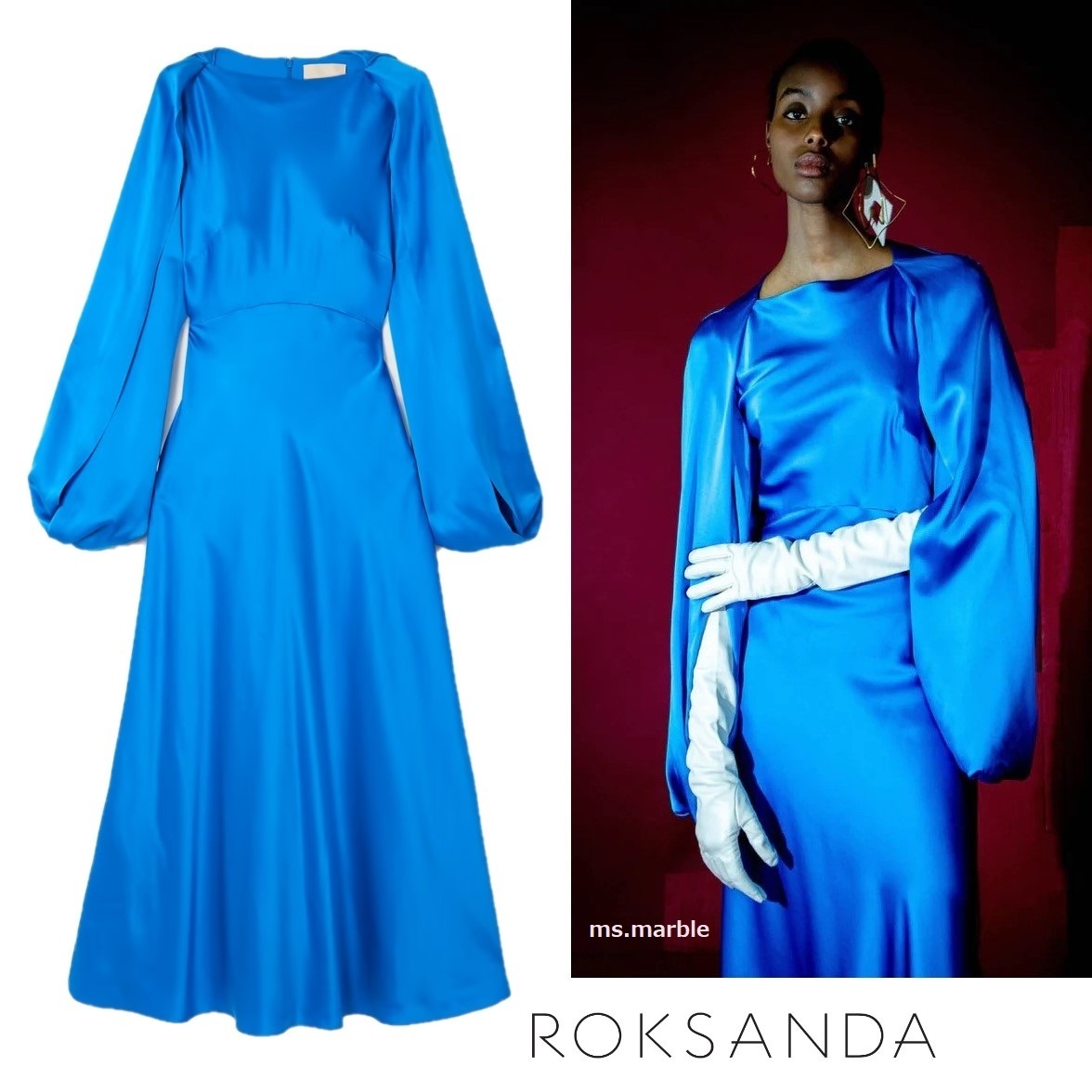 国内発| ROKSANDA ケープスリーブ シルクミディドレス