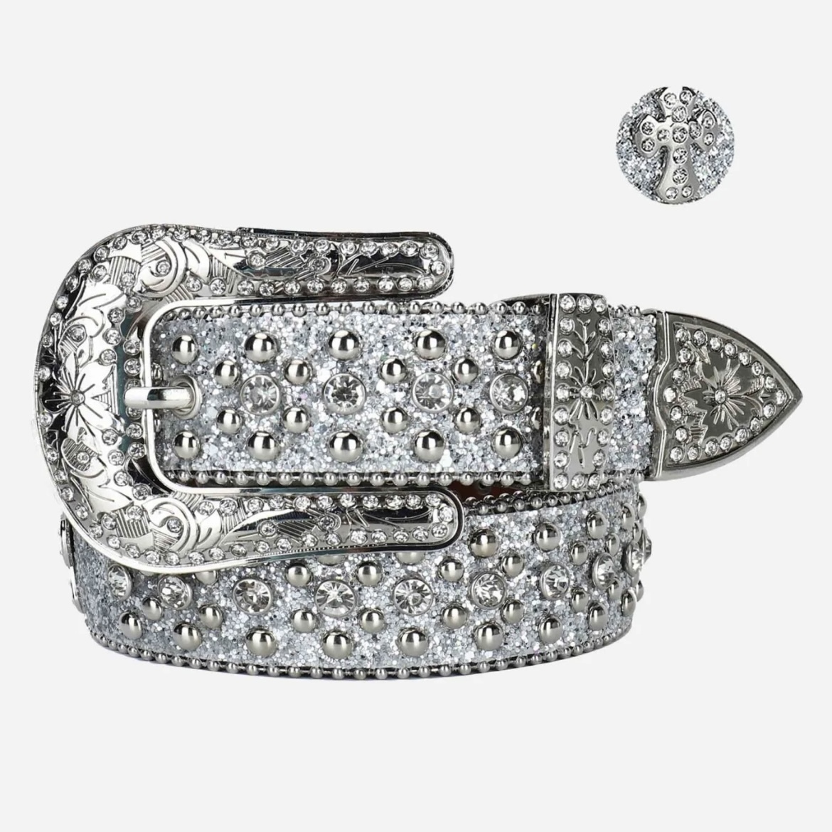 国内で当店のみ Supermade - Studded Rhinestone Belt For Men