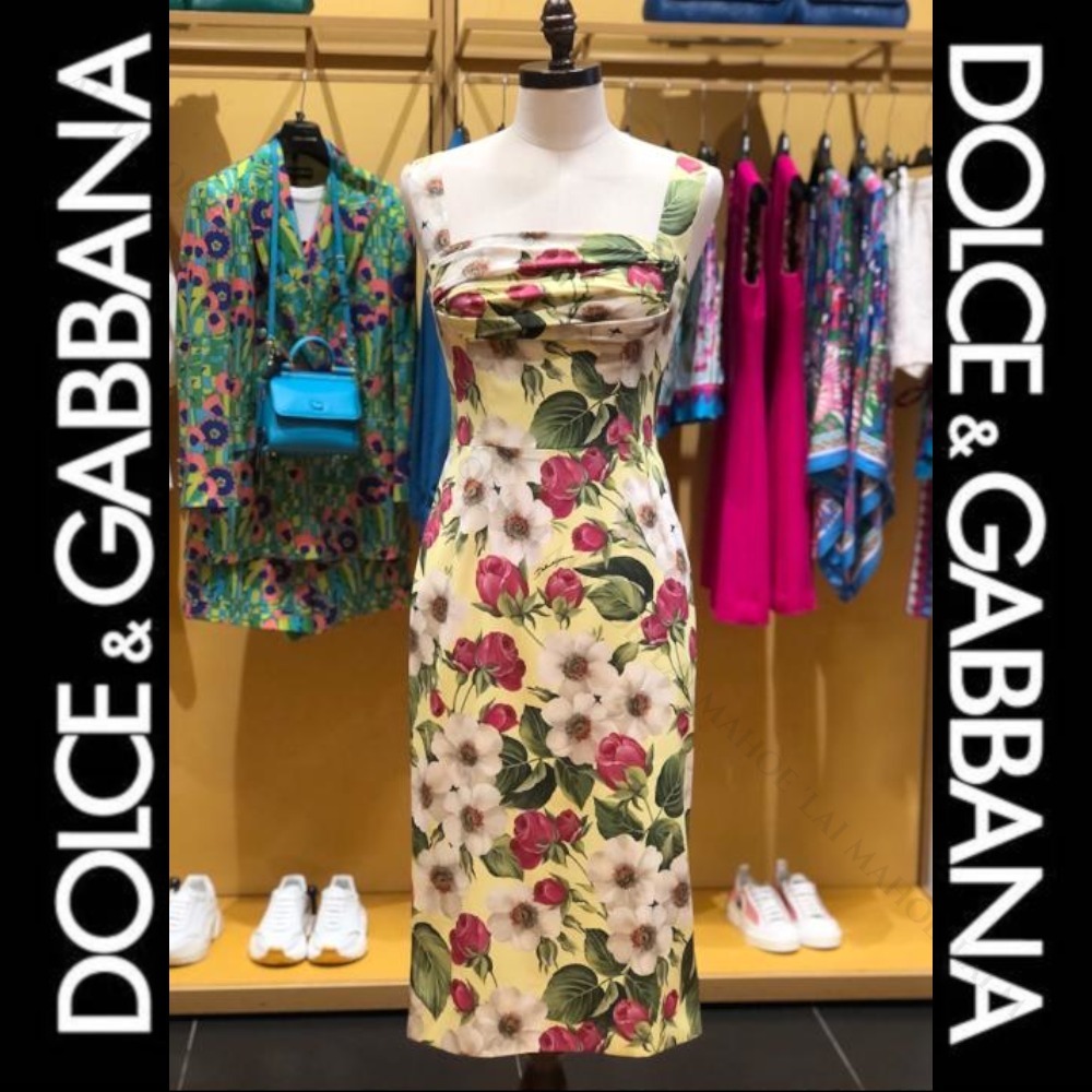 DOLCE&GABBANA フローラルプリント ストレッチシルクドレス