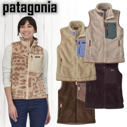 【美品】patagonia ベスト　モコモコベスト　花柄　紫　パタゴニア