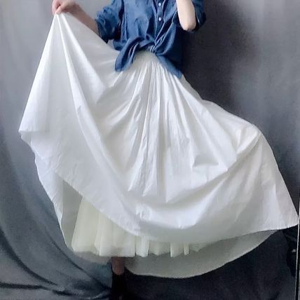 スカート ボリューム ハイウエスト ロング丈 伸縮性 韓国系 2色 hs-ec-008.jpg