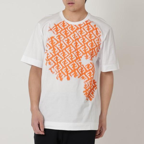 FENDI Tシャツ FFロゴ ホワイト オレンジ FY0936 AN25 F1K0X
