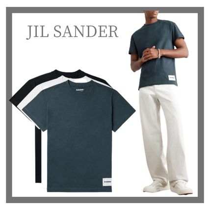 Jil Sander Crew Neck Crew Neck Pullovers Plain Cotton Short Sleeves Designers