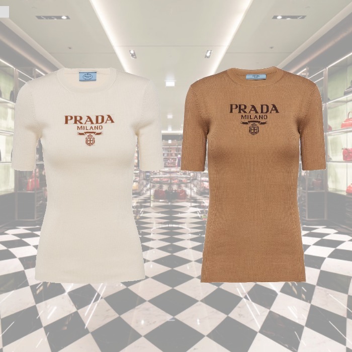 楽天市場】PRADA(プラダ) ロゴ クルーネック ニット トップス
