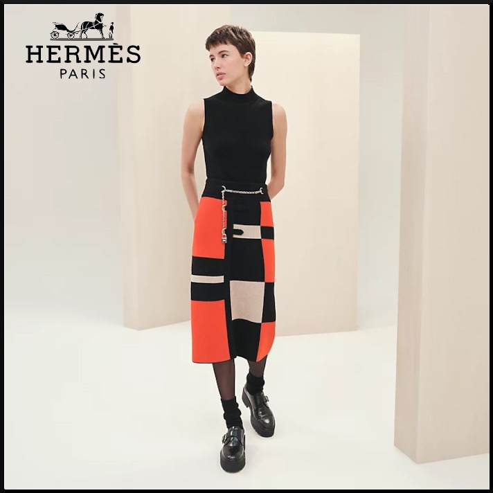 【モード系でクール】HERMES タータンチェック スカート