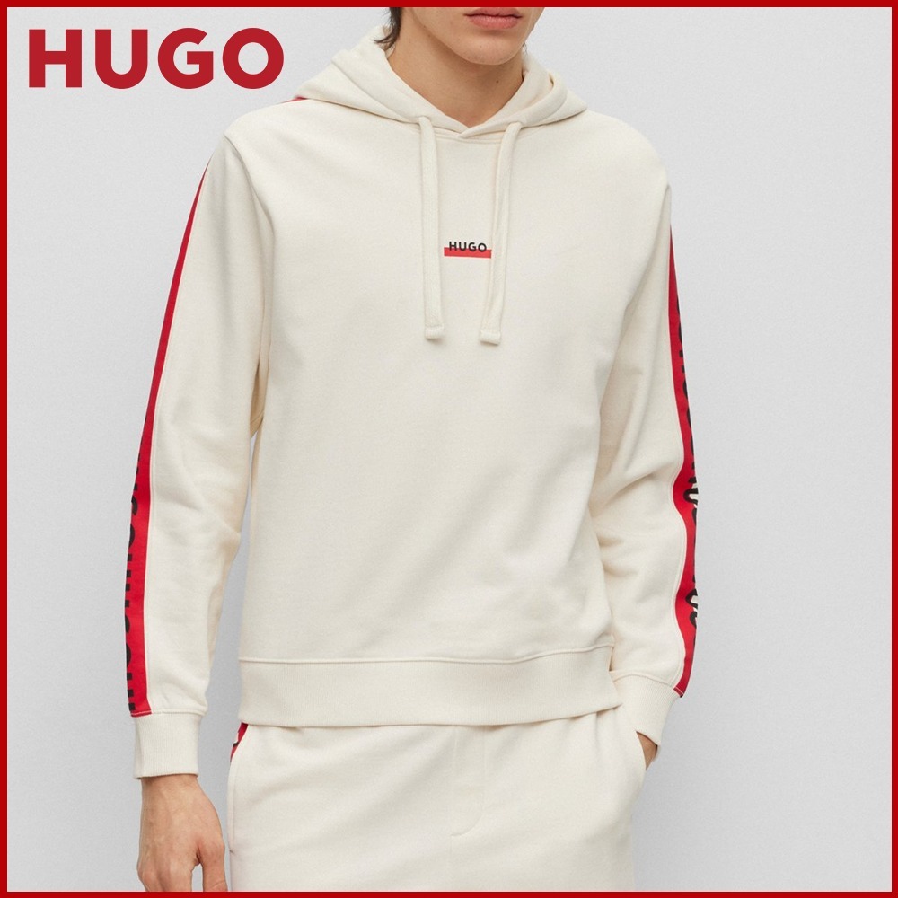HUGO コットンテリー フーディ ライン＆ロゴ