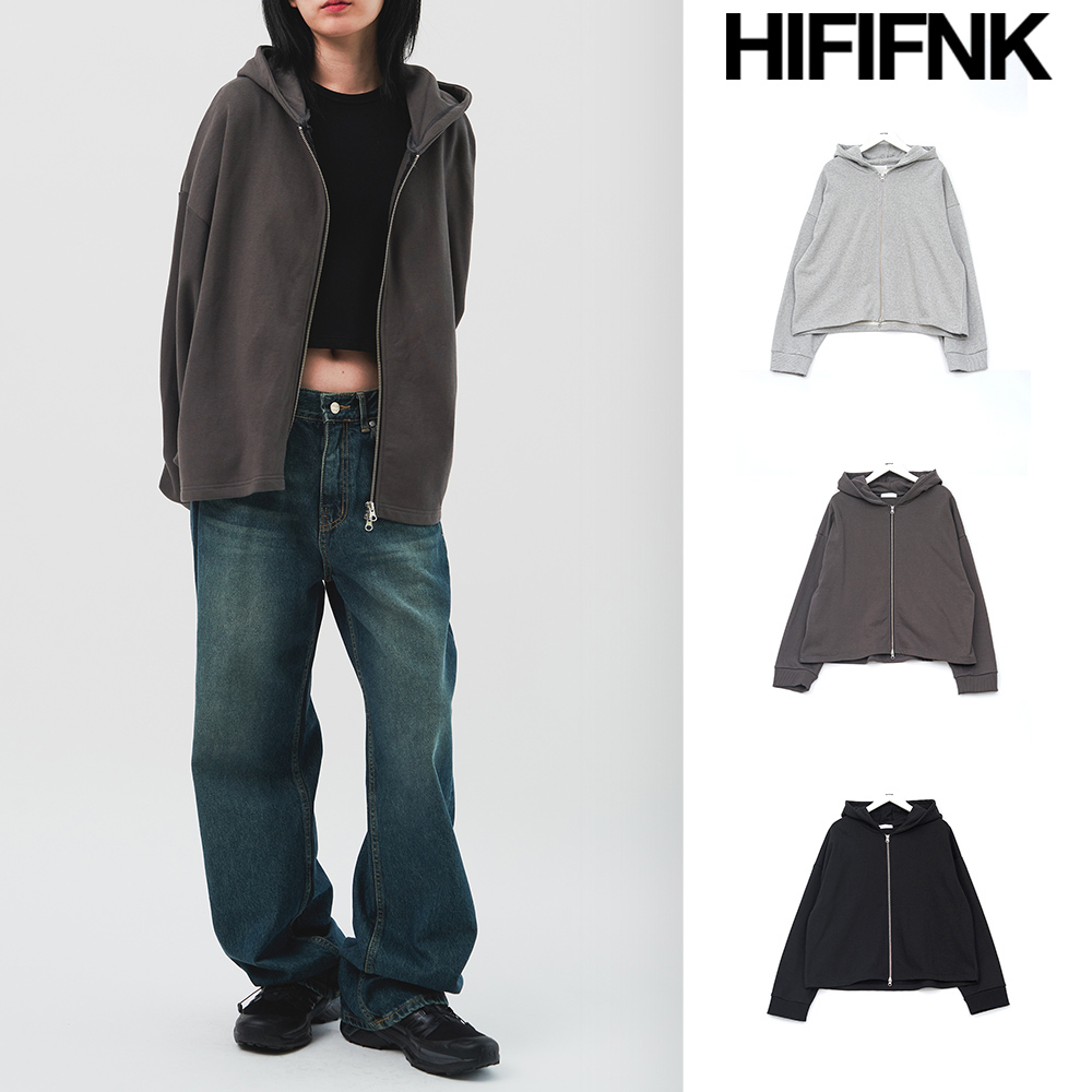 【HI FI FNK】Heavy Cropped Zip Hoodie