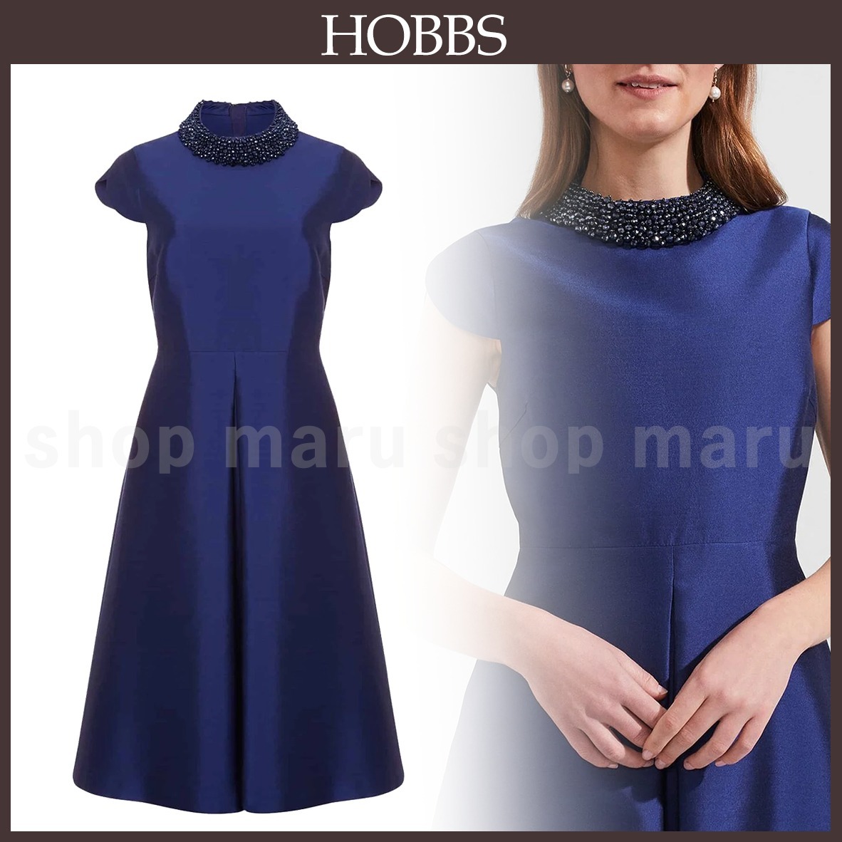 Hobbs London◆クリスティ シルクウール ビーズドレス