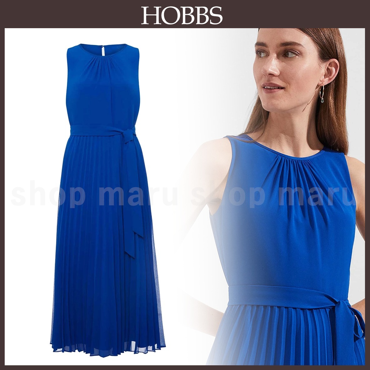 Hobbs London◆ブライスプリーツミディドレス◆ワンピース
