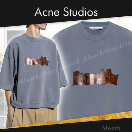 Acne Studios Sweatshirts Crew Neck Street Style Cotton Short Sleeves Logo Designers