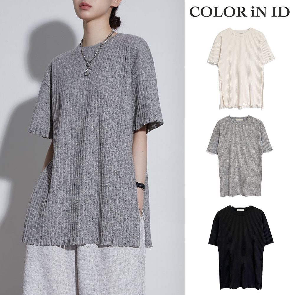 【COLOR iN ID】pc damage slit t-shirt