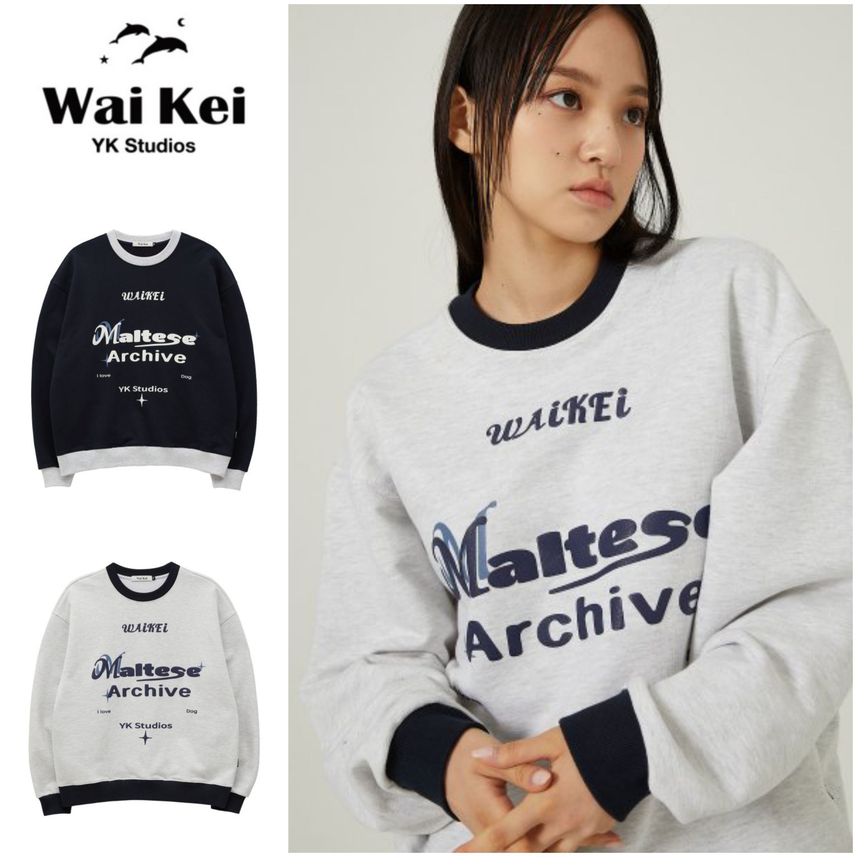 さらに100円引き◆WAI KEI◆ypography ringer sweatshirts