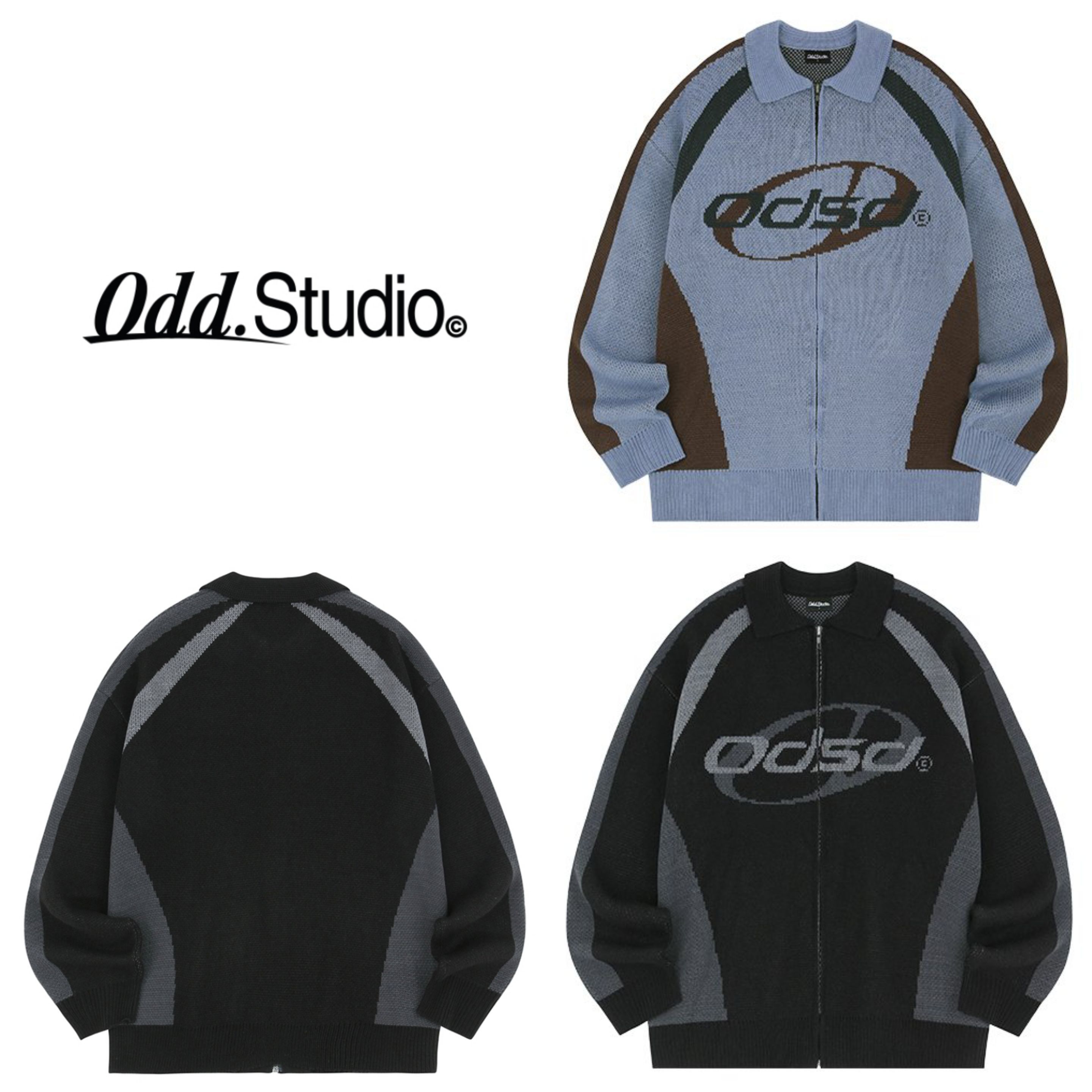 ODD STUDIO◆Jaqurad Oversized Fit Zip-Up Knitwear Cardigan