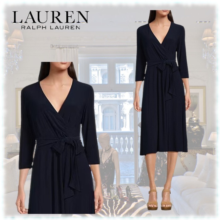 新作☆Ralph Lauren Vネック 美ライン ワンピース