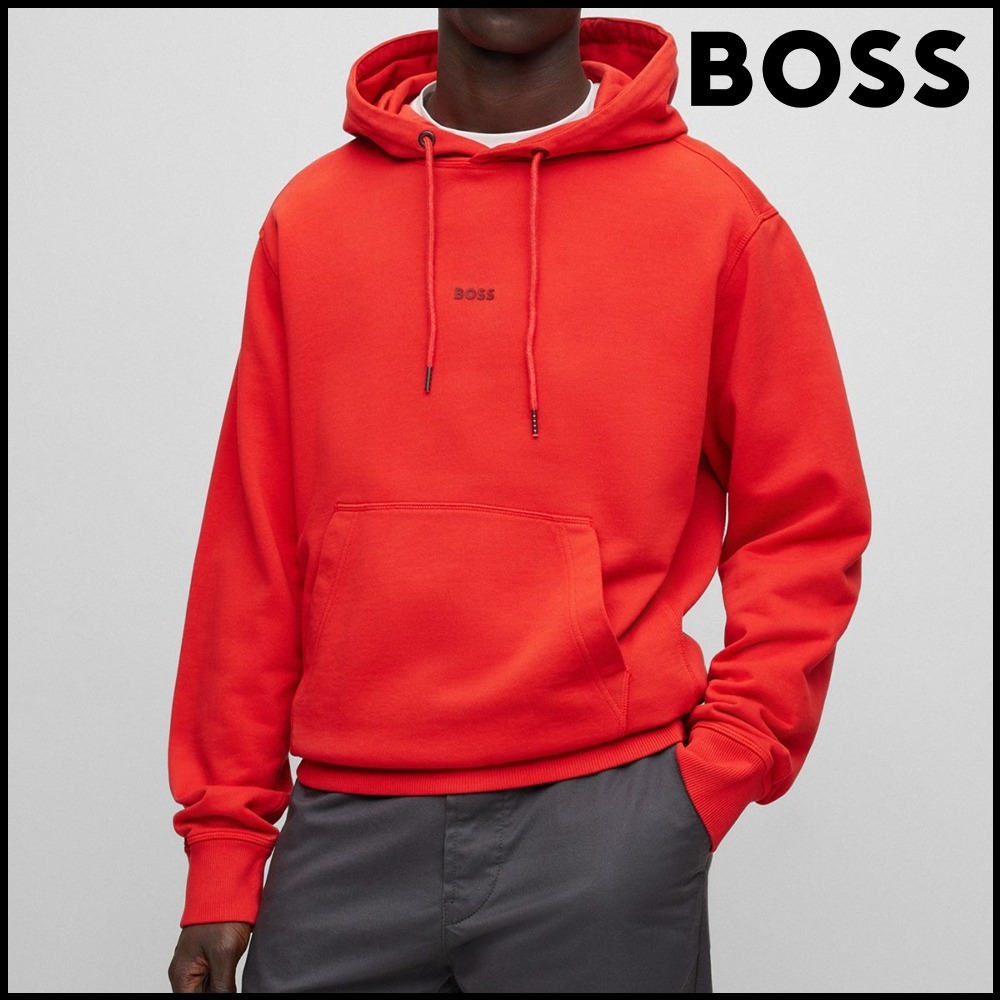 BOSS ガーメントダイ コットンテリーフーディ トーナルロゴ