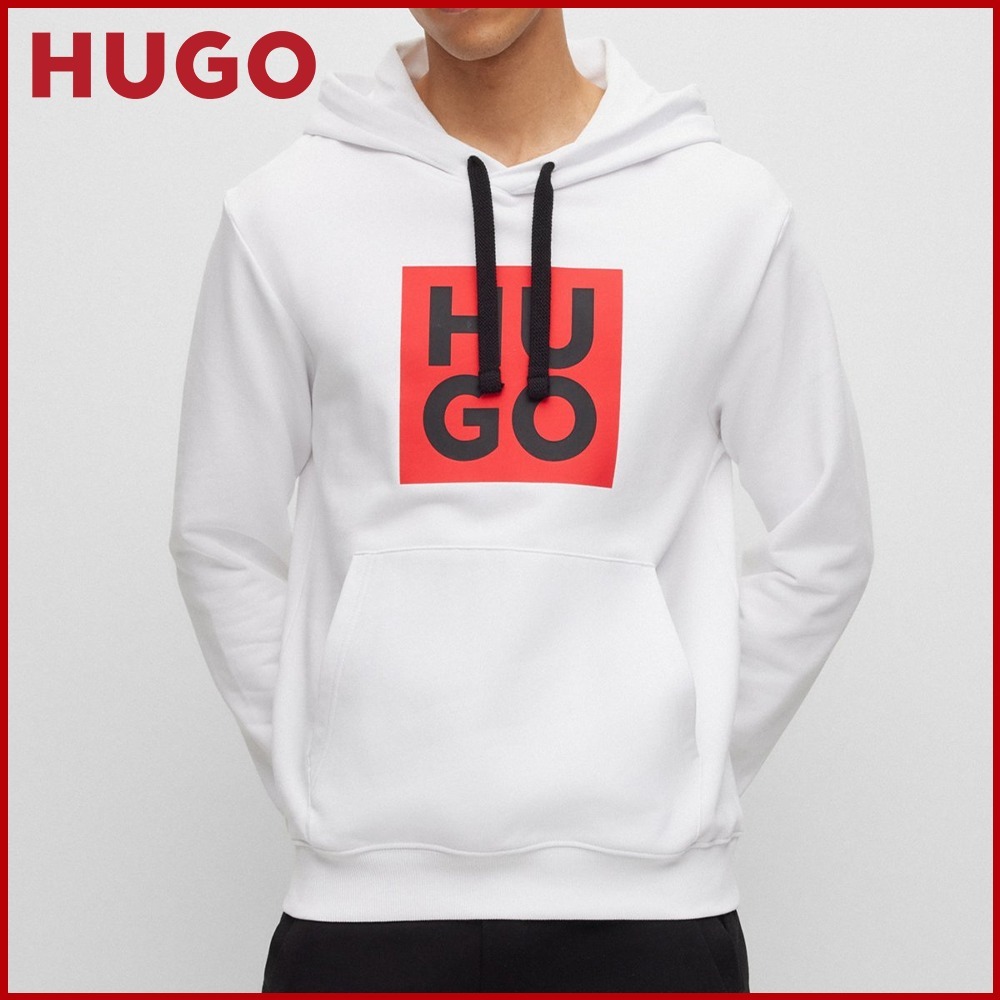 HUGO コットンテリー フーディ スタックロゴプリント